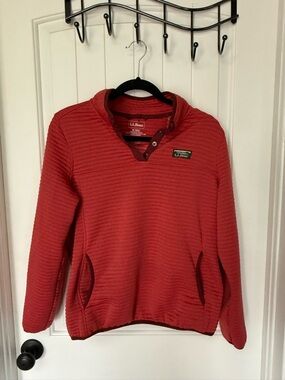 L.L. Bean Men's Red Zip-Style Textured Sweater